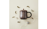 Thickened Wall Handmade Pure Copper Teacup Coating-Uncoated Pure Copper Teacup Reusable Drinkware Anti-Scald Handle for Office, Bar