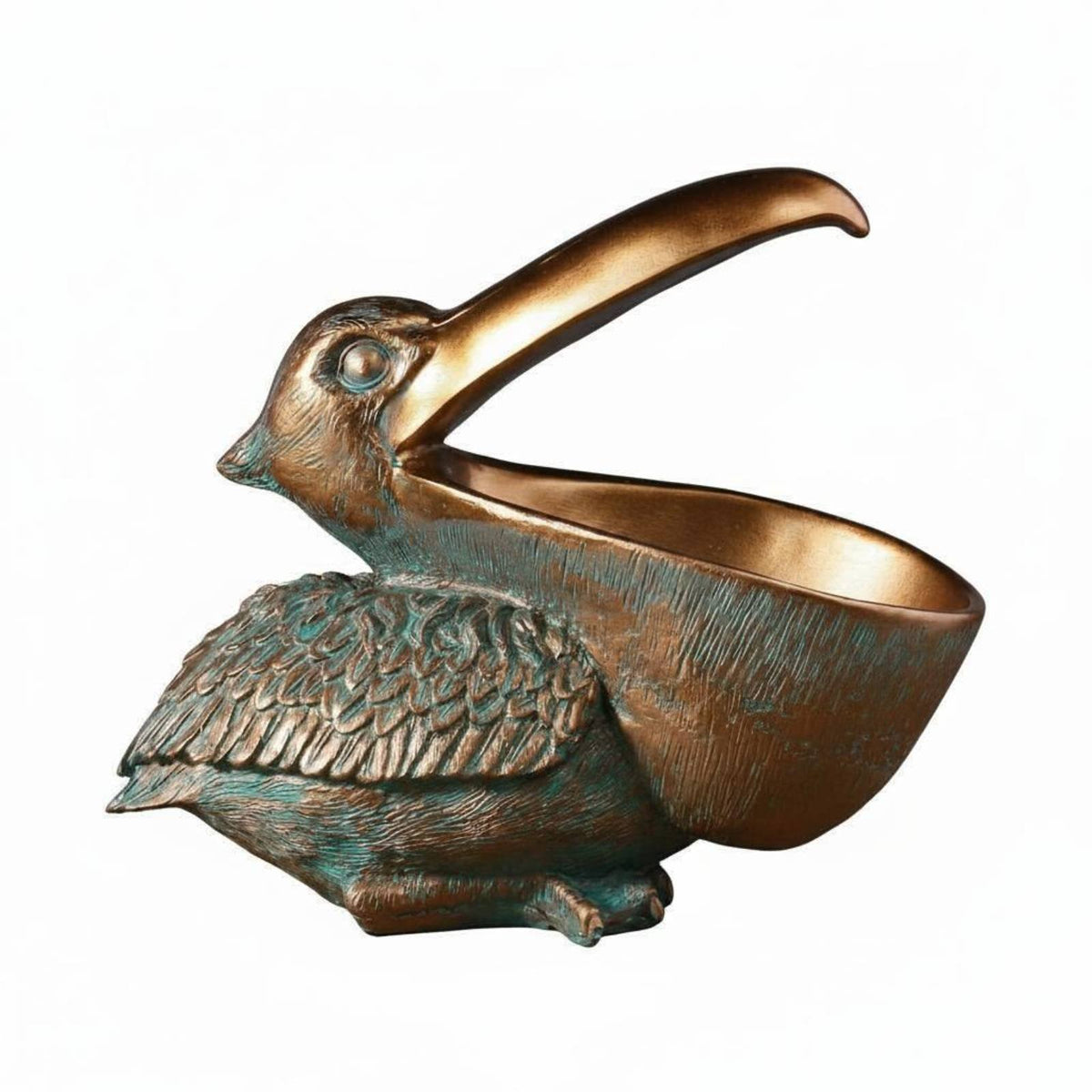 Seabird Resin Figurine Double Use Seabird Key Dish Gaping Beak Design Animal Statue Bowl for Entryway, Desk