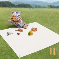 Picnic Blanket and Camping Mat with Ground Nails, Waterproof Outdoor Mat for Adults Summer, Gingham Non-Woven Camping Blanket