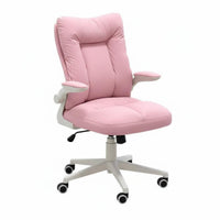 Space-Saving Rolling Desk Chair with Flip-up Arms Ergonomic Design Upholstered Rolling Chair with Flip-up Arms Thickly Padded Cushion Home Furniture Adjustable Height for Students, Office Workers, Gamers, Bedroom, Dormitory, Dorm Room