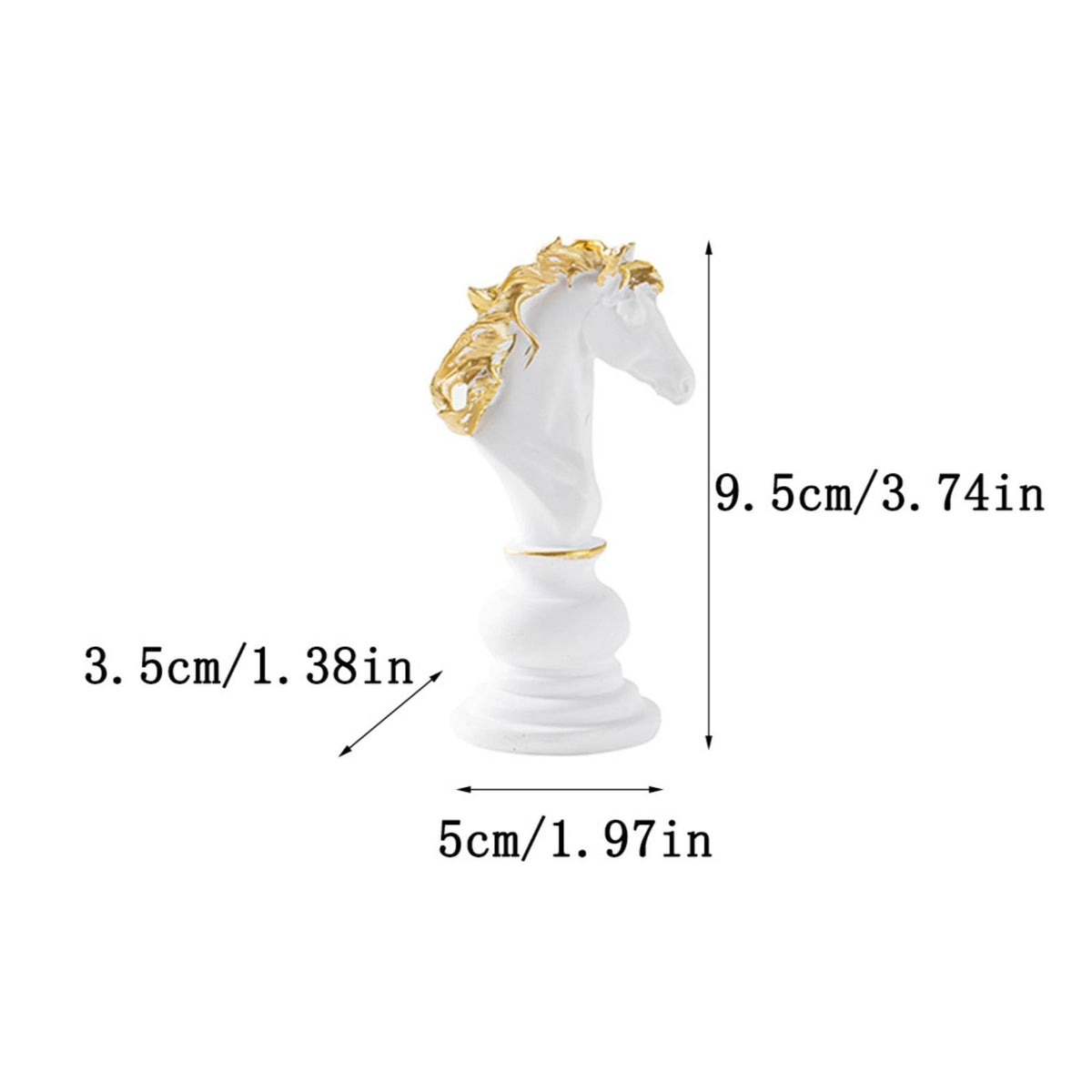 Horse Chess Piece Figurine Gold-Accented Horse Chess Piece Statue Resin Sculpture for Collectors