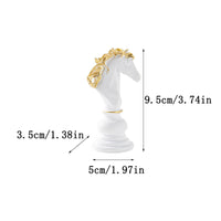Horse Chess Piece Figurine Gold-Accented Horse Chess Piece Statue Resin Sculpture for Collectors