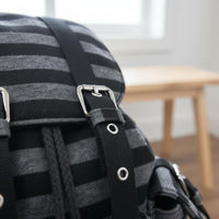 Striped Backpack Large Capacity Canvas Stripe Backpack Functional Design Vintage Design Daypack for Women, Students, Casual Outings, University