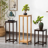 Corner Shelf and Plant Stand for Indoor Plants, 2-Tier Bamboo Plant Stands Indoor, Classic Wood Display Stand, Storage Shelf for Pot Stands