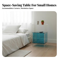 Transparent Design Clear Acrylic End Table Minimalist design See-Through Accent Table Space-Saving Nightstand Easy to Clean for Apartment Dwellers, Homeowners, Interior Designers, Small Spaces, Dorm Room, Office, Entryway