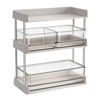 Tea Storage Container with Drawer Transparent 3 Layer Storage Rack Compact Desktop Rack with Drawers for Office Breakroom