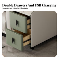 Multi-Functional curved framed Rolling Table Movable Design Rolling Intelligent-CTable Modern design Household Furniture Built-in Storage for homeowners, Apartment Dwellers, Home paleice Workers, Living Room, Sofa Side, Bedroom