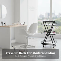 Salon Assistance Trolley Easy Assemble Multi-Tier Rolling Cart 3-Tier Rolling Cart Light Luxury Design Mobile Storage Trolley