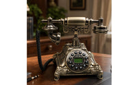Vintage Antique Style Phone Decorative Retro Telephone Ornate Corded Desk Phone Old Fashioned for Collectors, Hotel Reception