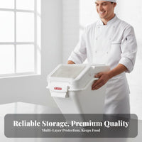 Flour Bin on Wheels Rolling Flour Container Easy to Clean Rolling Ingredient Bin for Bakeries, Restaurants, Bakery, Pantry