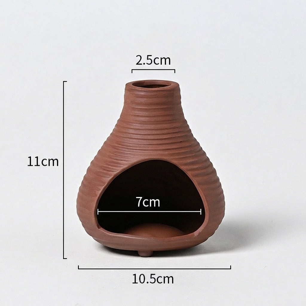 Palo Santo Burner – Mini Ceramic Chimenea Incense Burner in Multiple Colours – Handmade Clay Ash Catcher for Wood, Sage, and Cones