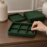 Velvet Jewelry Display Tray with Lid for Necklaces, Rings, Bracelets, and Earrings