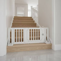 Pet Gate with Door Plastic Freestanding Pet Gate Long-Lasting for Hallways