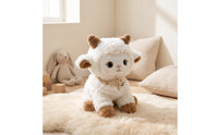 Decorative Stuffed Sheep with Bib Soft Sheep Plushie Standing Cuddly for Children, Toddlers, Nursery Decor, Bedside, Shelf