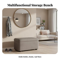 Multi-Functional Lidded Storage Seat Space-Saving Design Upholstered Shoe-Changing Stool Padded top Ottoman Safety Hinge for Apartment Dwellers, homeowners, Families, Entryway, Hallway, Living Room, Bedroom