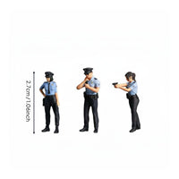 3 Pieces 1:64 Police Figure Set Hand-Painted Diorama Accessory Collectible Model