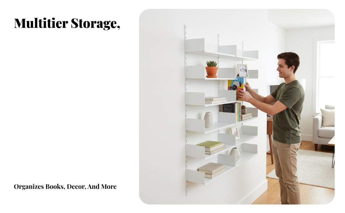 adaptable Track Shelving Minimalist Design dual-channel groove Upright Rail Space-Saving Wall Organizer for DIY hobbyists, Students, Study Room, Bedroom, Closet