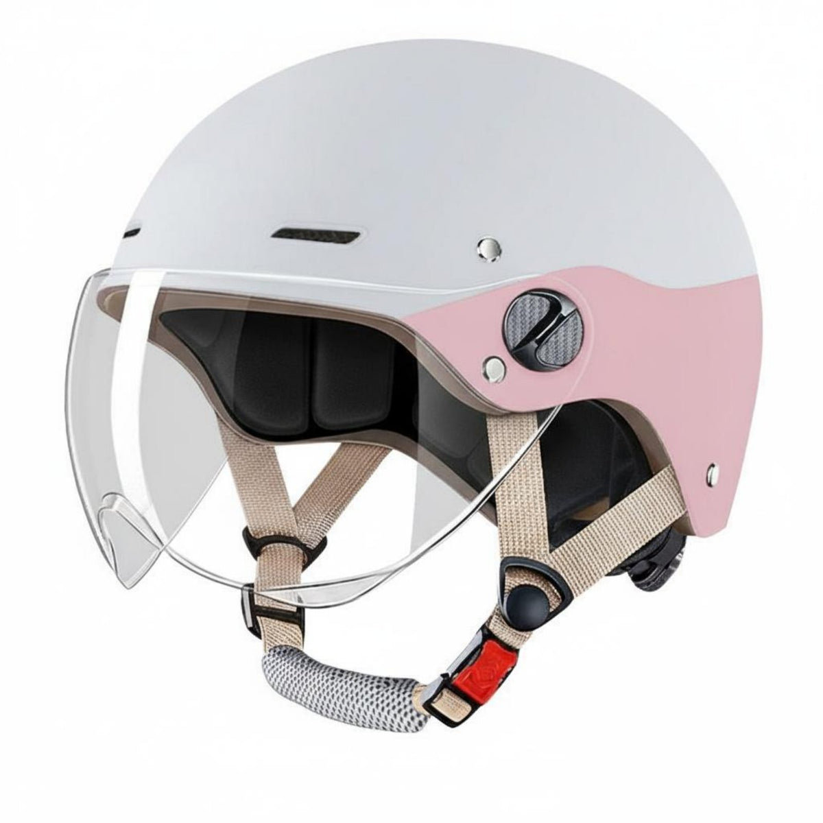 Lightweight Summer Riding Helmet Shock Resistant Half-Face Motorcycle Helmet Breathable Adjustable Fit for Women