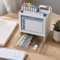2027 Rotatable Pen Holder Desk Calendar with Schedule Planner & Monthly Notes