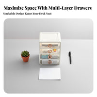 Clear Desktop Storage Drawers Space Saving Stackable Drawer Organizer Stackable Organizer Drawers Multifunctional for Dorm Room