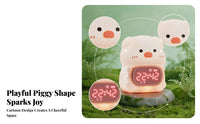Rounded White Body Pig Alarm Clock Timer-Based Pig Night Light Clock Electronic Home Decor
