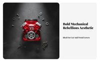 V6 Engine Mug Unique Design Mechanical Edgy Design Mug Stainless Steel Inner 3D Mechanical Coffee Cup for Mechanics, Dads, Garage, Workshop