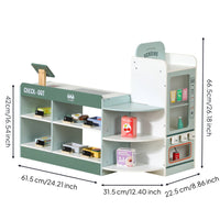 Supermarket Playset with Register Wooden Pretend Supermarket Interactive Toy Checkout Counter for Playroom, Classroom