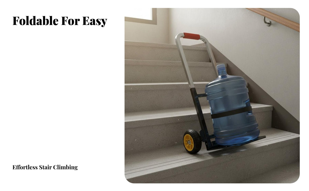 Telescopic Handle Water Jug Carrier Cart High Load Capacity Stair Climbing Hand Truck Ergonomic Grip Stair Climbing Trolley Silent Wheels for Homeowners, Seniors, Delivery Drivers, Stairs, Home, Shopping