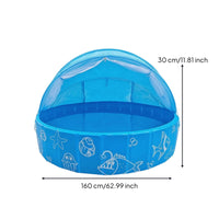 PVC Inflatable Pet Pool Sunshade Canopy Round Pet Pool Drain Valve Non-Slip Doggie Bathtub Sea-Creature Print