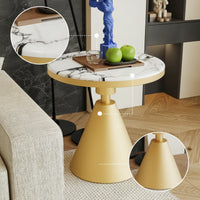 Round Side Table Modern Pedestal Table Glossy Furniture for Living Room, Reading Corner, Apartment