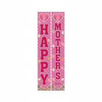 2 Pieces Festive Atmosphere Joyful Mother's Day Porch Banners Easy to Hang Mother's Day Door Couplets Reusable Holiday Decoration for Yard