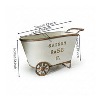 Distressed Tabletop Cart Planter Decorative Metal Cart Planter Old-Fashioned Plant Holder Multi-Purpose for Decorators