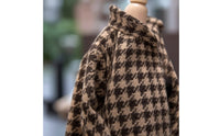 Houndstooth Doll Coat with Skirt Faux Leather Fashion Doll Clothes Miniature High-Quality for Children