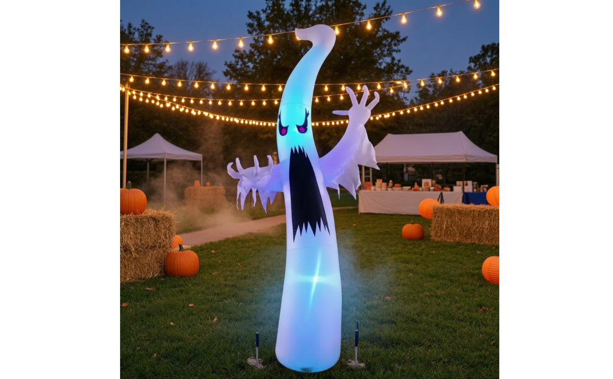 Spooky Halloween Inflatable Ghost Waterproof Ghost with Color-Changing Lights Oversized Yard Decoration Scary for Garden