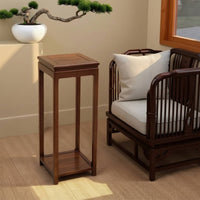 Tall Pedestal Stand with Shelf Indoor Wooden Display Stand Square Bonsai Pedestal Carved for Homeowners, Collectors