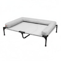 Detachable and Washable Elevated Dog Bed Easy to Clean Raised Pet Cot with Side Cushion Long-Lasting Construction Raised Cooling Pet Cot Heavy Duty Steel Frame for Patio