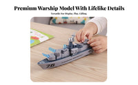 Toy Warship with Helicopter Light-up Toy Warship with Wheels Rolling Warship Model for Kids, Boys, Tabletop Play, Pretend Battles