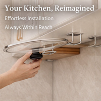 Stainless Steel No Drill Kitchen Organizer for Pot Lids and Cutting Boards, Wall Mounted Pot Lid and Cutting Board Holder
