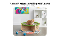 Wooden Cat Scratcher Bed Multi-Functional Wooden Cat Hammock Breathable Sisal Scratching Bed for Kittens, Small Dogs, Summer