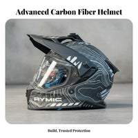 Full Face Rally Helmet Lightweight Design Carbon Fiber Rough-Terrain Helmet Removable and Washable Liner for Traveling Riders