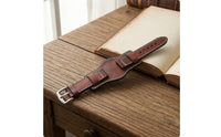 Vintage-Style Leather Watch Strap Perforated Watch Strap with Metal Buckle Layered Rugged for Men