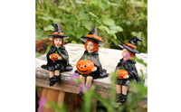 3 Pieces Pumpkin Figurines Resin Pumpkin Spirit Set Hand-Painted Look Holiday Decoration for Outdoor, Garden