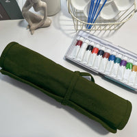 Travel-Friendly 22 Slot Brush Pouch Space-Saving Canvas Paint Brush Roll Lightweight and Compact Roll-up Paintbrush Holder Large Capacity for Artists, Painters, Outdoor Painting