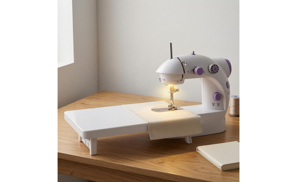 Mini Electric Sewing Machine Built-in Light Tabletop Sewing Machine Home Tool Extension Table Stable Base
