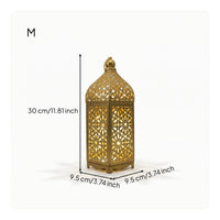 Tabletop Lantern with LED Light Warm Glow Metal Lantern Vintage Decor Decorative for Festive Displays