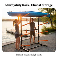 Heavy-Duty Freestanding Multi-Kayak Holder Adjustable Height Freestanding Watercraft Holder Indoor/Outdoor Use Watersport Rack Weather-Resistant for Water Sports Enthusiasts, Rowboat Owners, Paddleboarders, Shed, Dock, Dockside