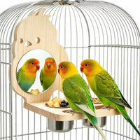 Wooden Bird Stand with Mirror Easy to Attach Pet Supply Play and Exercise