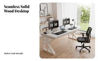 Solid Wood Computer Desk Spacious Work Surface 2 Person Desk Thickened Desktop Double Workstation Table for Students, Colleagues, Bedroom, Study Room