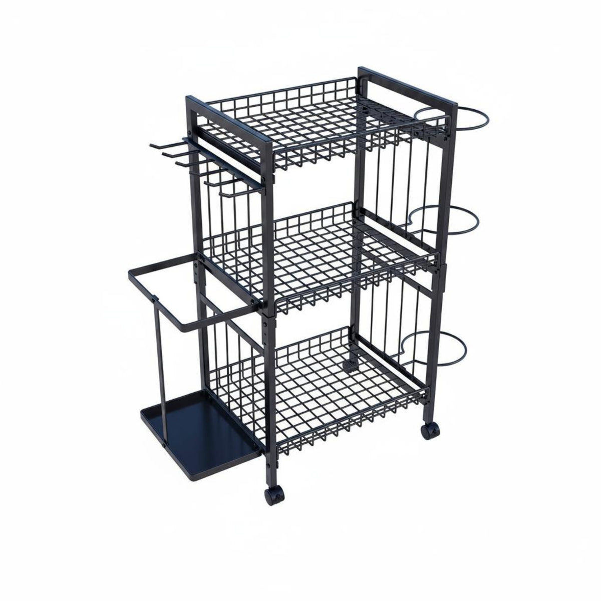 Movable Mobile Gym Equipment Rack Large Capacity Exercise Mat Rack Wheels Multi-Tier Sports Organizer Space-Saving for Fitness Room, Garage