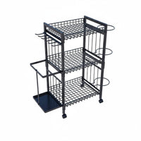 Movable Mobile Gym Equipment Rack Large Capacity Exercise Mat Rack Wheels Multi-Tier Sports Organizer Space-Saving for Fitness Room, Garage